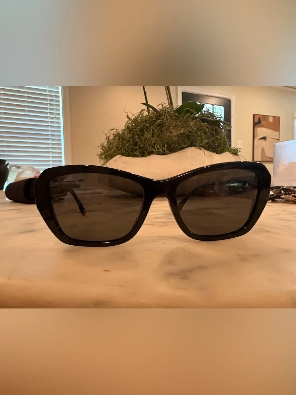 CHANEL Black Quilted Sunglasses Case with Matching Black Frames